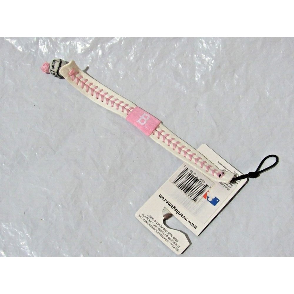 MLB Boston Red Sox White w/Pink Stitching Team Baseball Seam Bracelet Gamewear